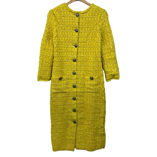Balenciaga Dress Yellow White Gold Long Sleeve Tweed Glitter