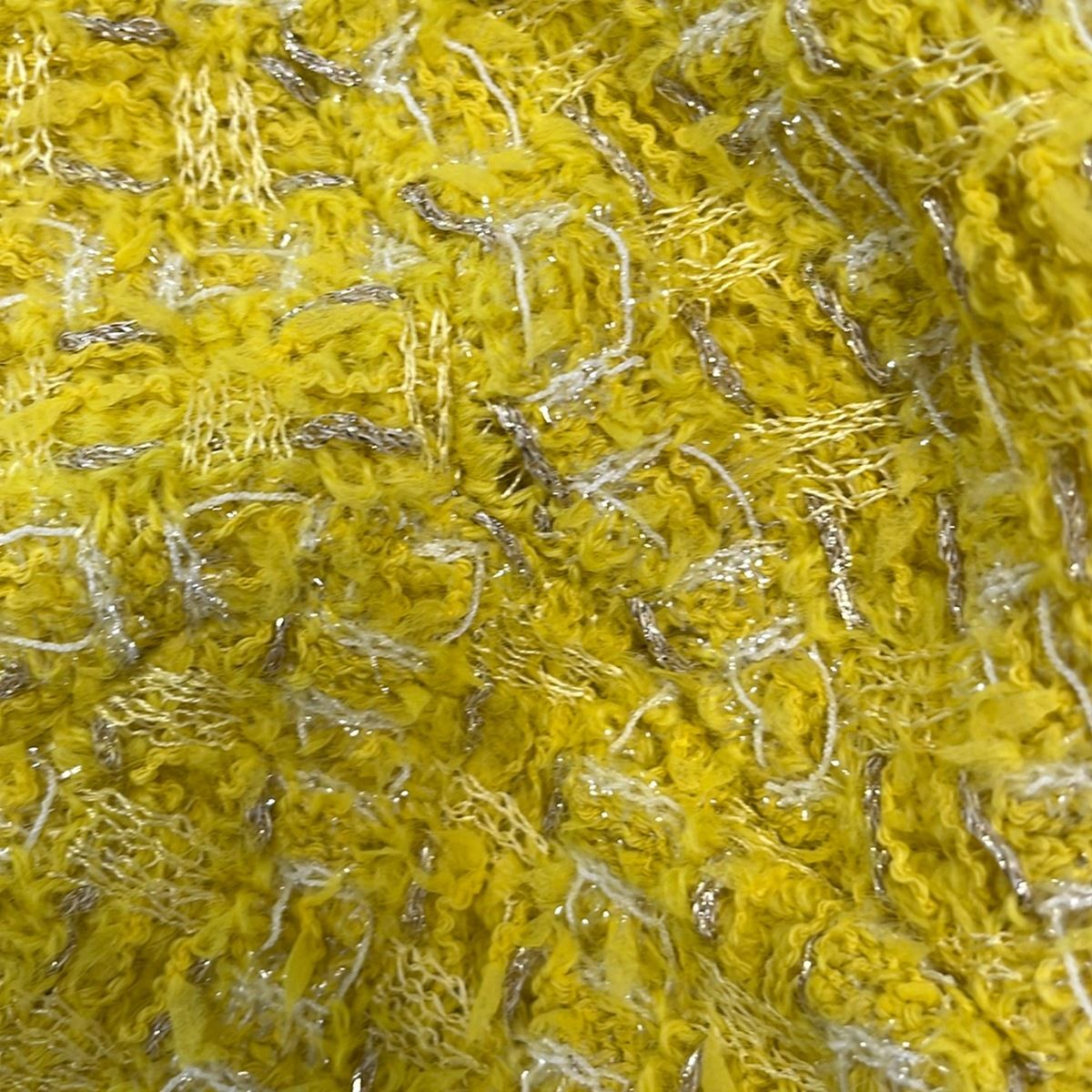Balenciaga Dress Yellow White Gold Long Sleeve Tweed Glitter — view 6