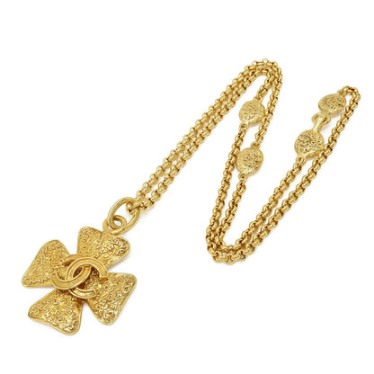 Chanel 95A Clover CC Logo Large Chain Pendant 2-Way Belt Gold Plated Necklace — view 2