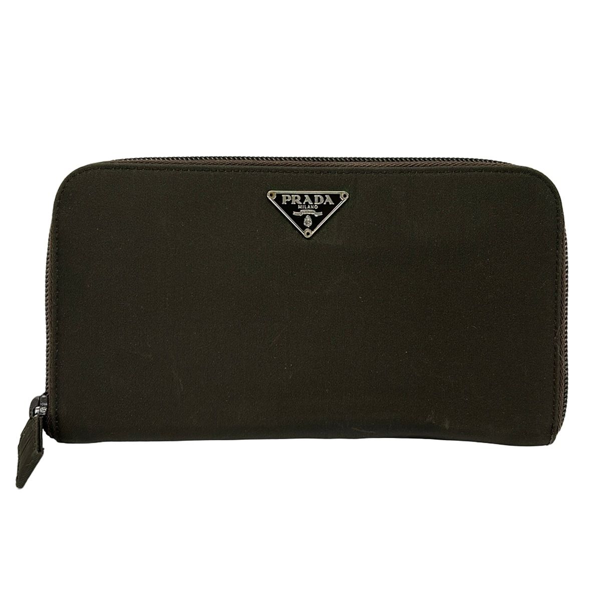 Prada Wallet Dark Khaki Zip Around