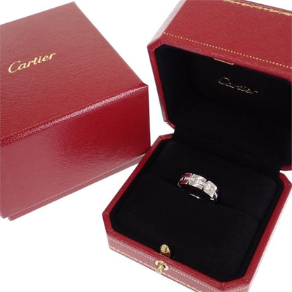 Cartier Tank Francaise Half Diamond Ring 18k White Gold