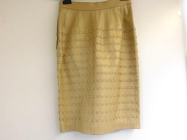 Loewe Leather Skirt Beige — view 3