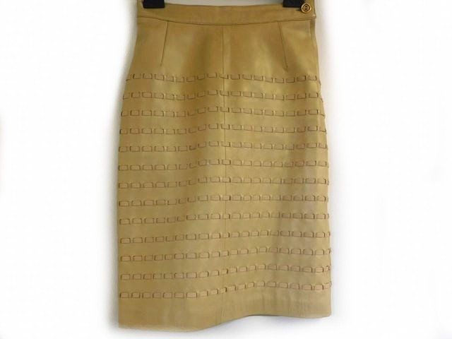 Loewe Leather Skirt Beige