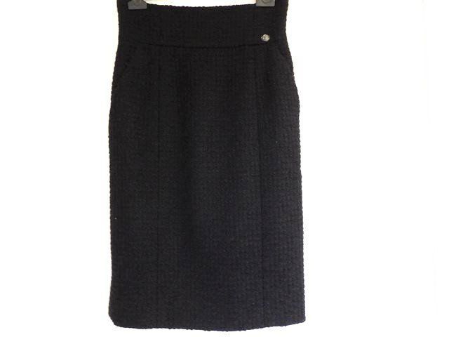 Chanel Skirt Black Tweed 36