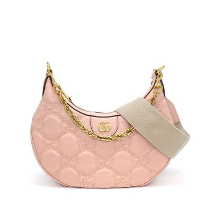 Gucci GG Matelasse Small Shoulder Bag Pink Leather Gold