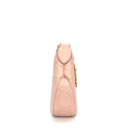 Gucci GG Matelasse Small Shoulder Bag Pink Leather Gold — view 3