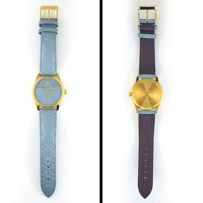 Gucci Watch G-Timeless 126.4 Blue Dial SS Leather Strap Quartz Analog — view 3