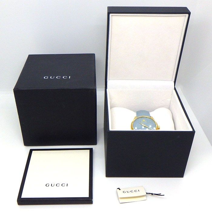 Gucci Watch G-Timeless 126.4 Blue Dial SS Leather Strap Quartz Analog — view 8