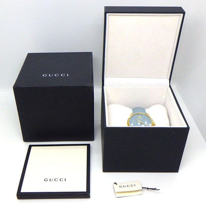Gucci Watch G-Timeless 126.4 Blue Dial SS Leather Strap Quartz Analog — view 8
