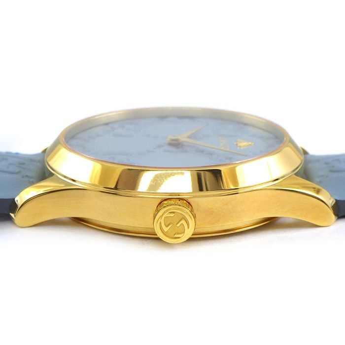 Gucci Watch G-Timeless 126.4 Blue Dial SS Leather Strap Quartz Analog — view 2