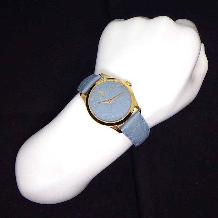 Gucci Watch G-Timeless 126.4 Blue Dial SS Leather Strap Quartz Analog — view 6