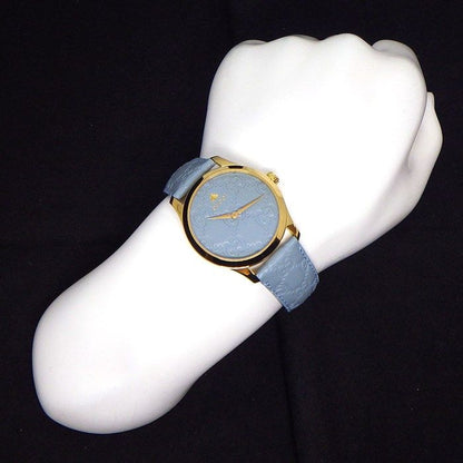 Gucci Watch G-Timeless 126.4 Blue Dial SS Leather Strap Quartz Analog — view 6