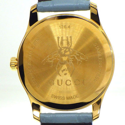 Gucci Watch G-Timeless 126.4 Blue Dial SS Leather Strap Quartz Analog — view 4