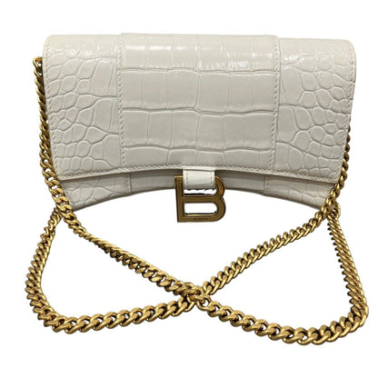 Balenciaga Hourglass Chain Wallet Shoulder Bag Leather