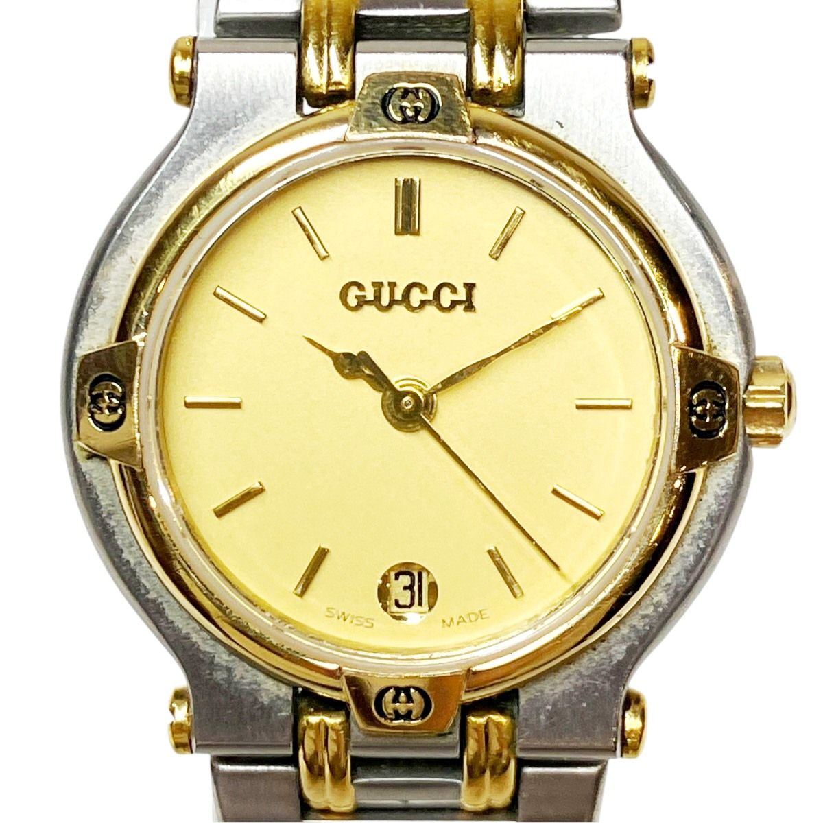 Gucci Watch SS Quartz Gold Dial