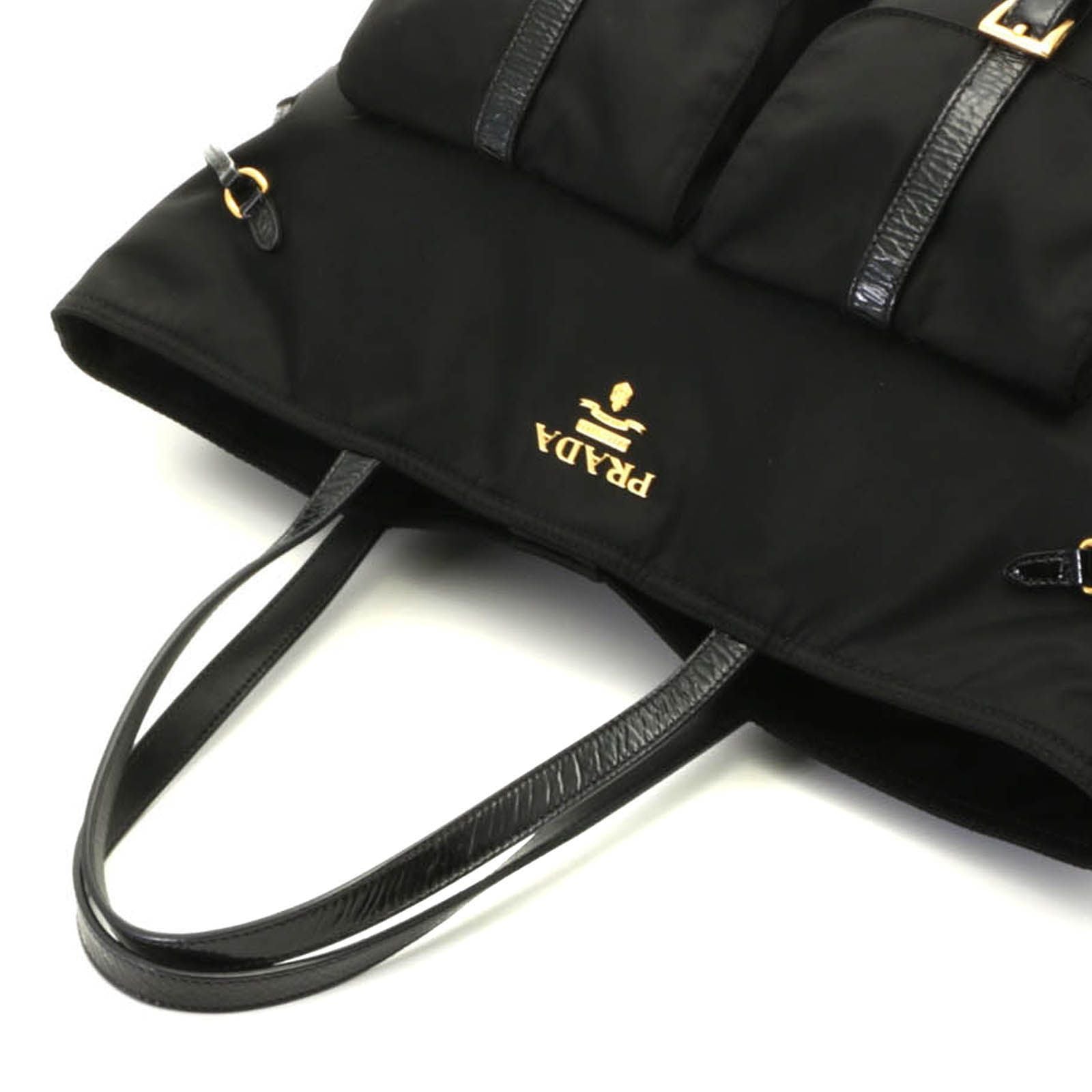 Prada Shopping Tote Black Nylon Patent — view 5