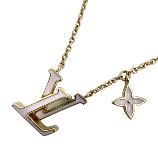 Louis Vuitton Necklace LV Iconic Enamel Adjustable Monogram Flower Gold Pink