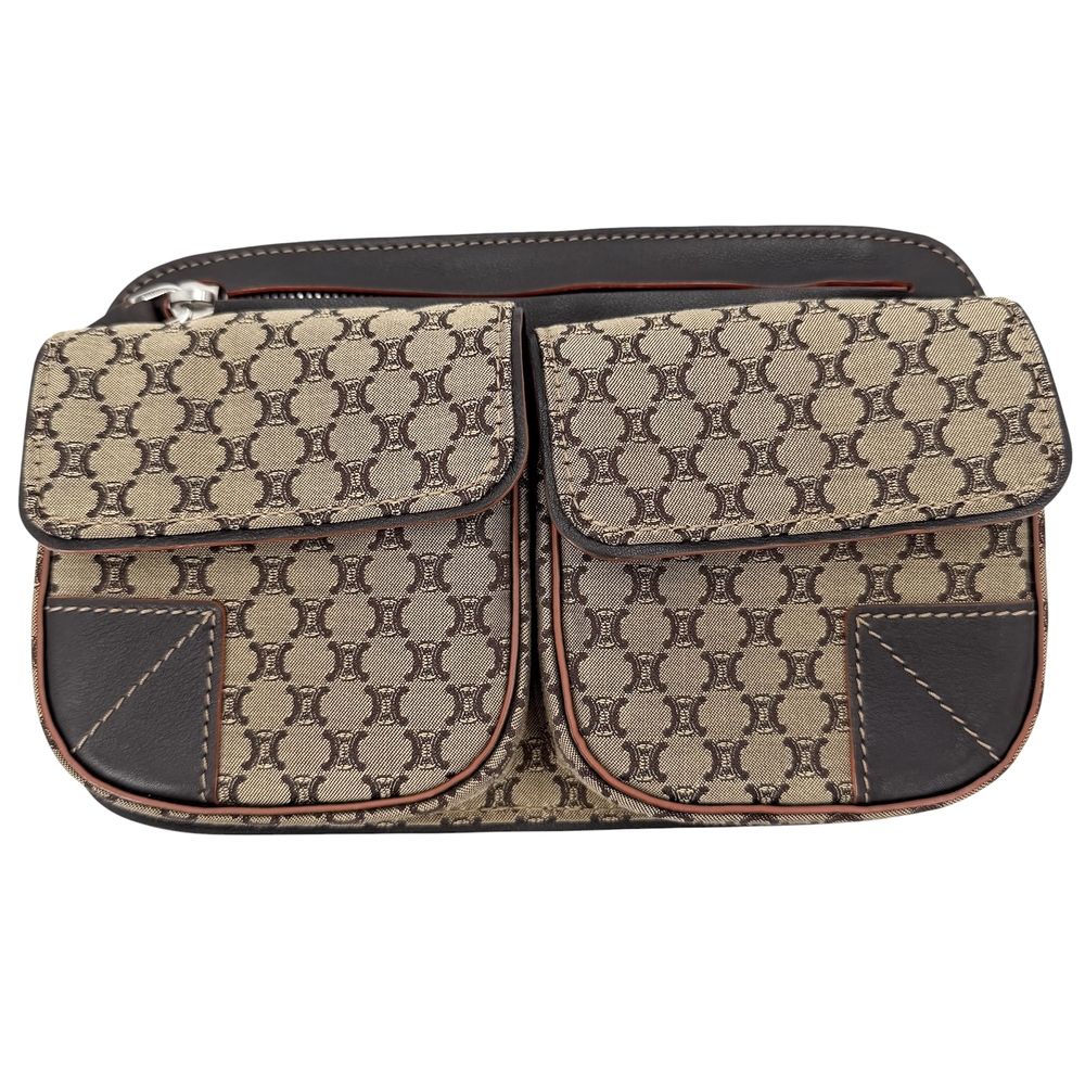 Celine Belt Bag Macadam Canvas Brown Silver