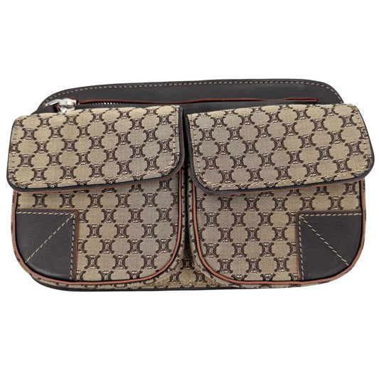 Celine Belt Bag Macadam Canvas Brown Silver