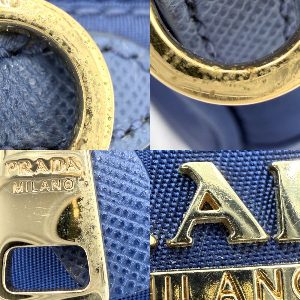 Prada Shoulder Bag Pouch 2-Way Crossbody Nylon Blue Gold — view 6