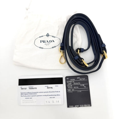 Prada Shoulder Bag Pouch 2-Way Crossbody Nylon Blue Gold — view 7
