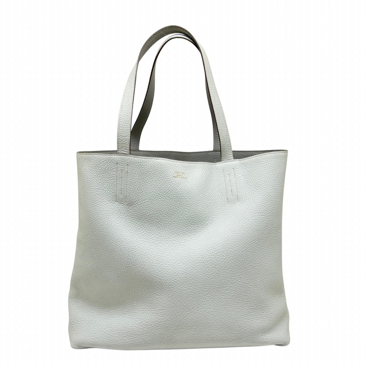 Hermes Double Sens 45 Pearl Gray White Tote Taurillon Clemence