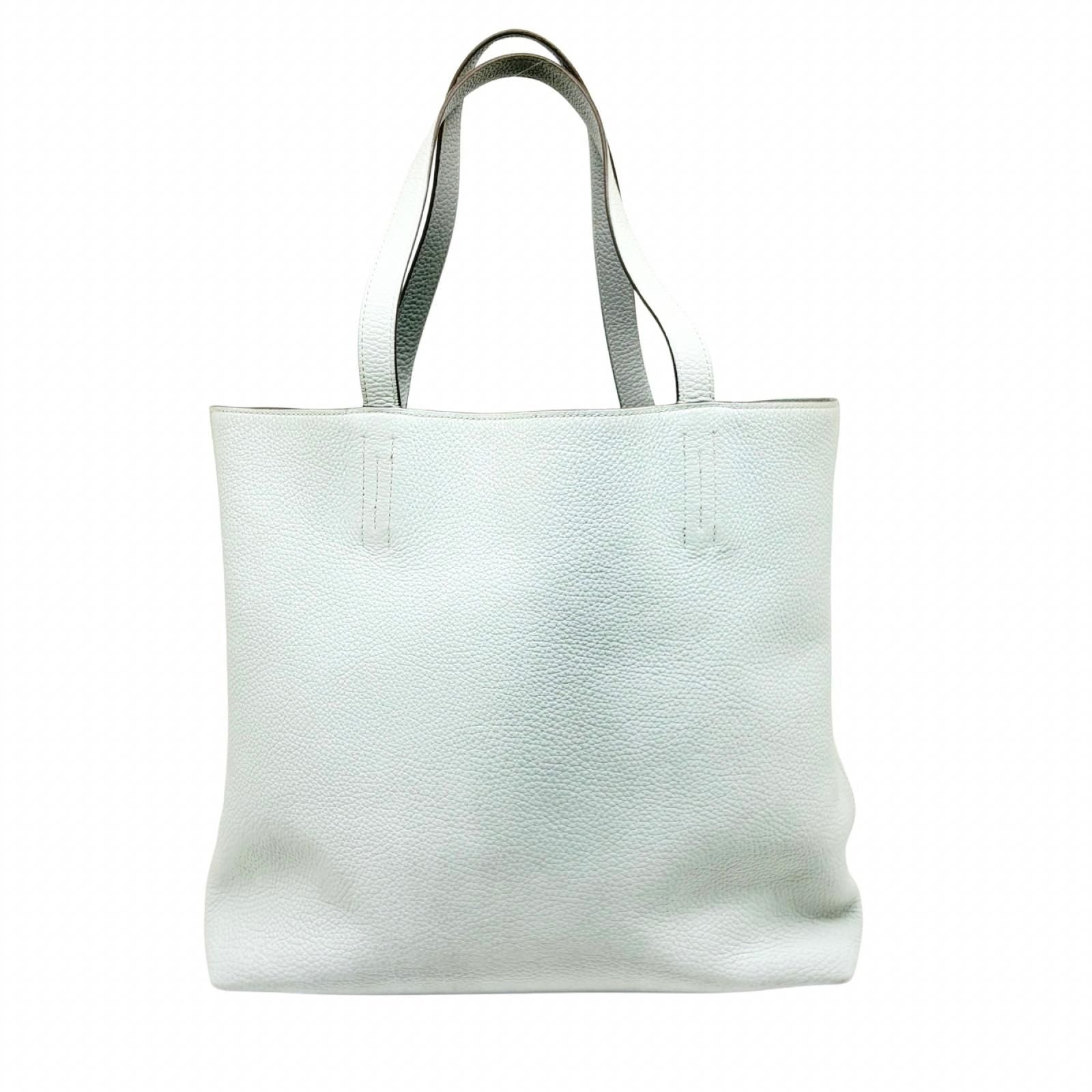 Hermes Double Sens 45 Pearl Gray White Tote Taurillon Clemence — view 3