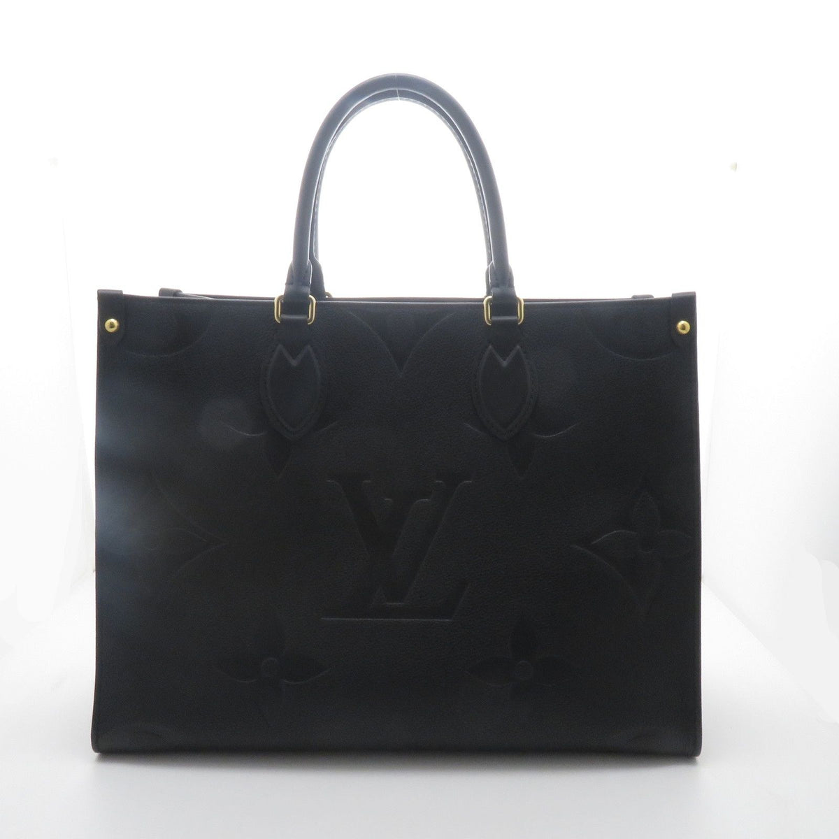 Louis Vuitton on the Go MM Monogram Empreinte Noir Tote Tag Stamp