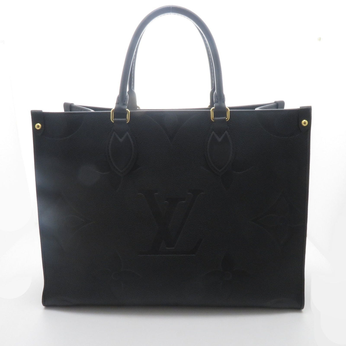 Louis Vuitton on the Go MM Monogram Empreinte Noir Tote Tag Stamp — view 3