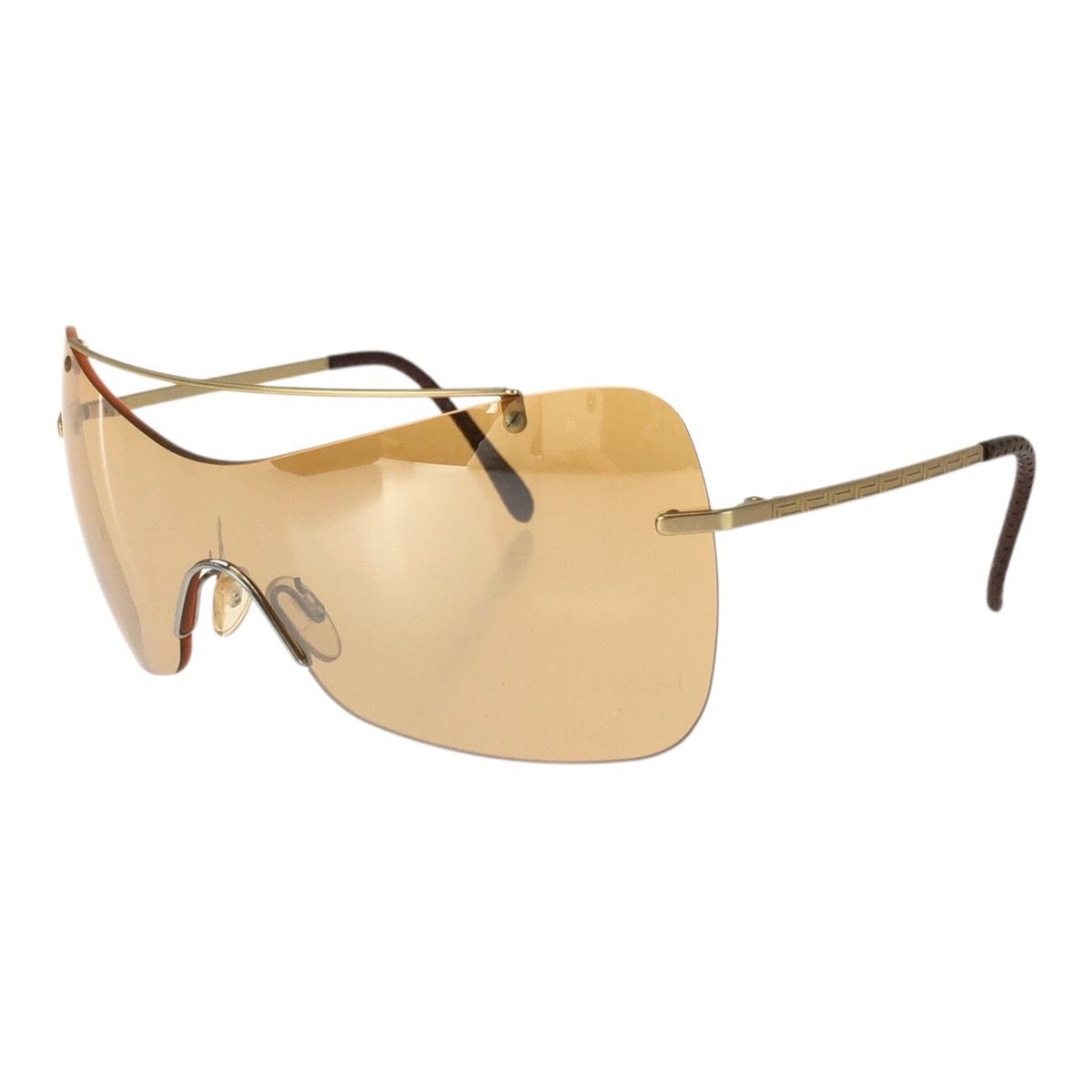 Versace Shield Orange Gold Metal Acetate Sunglasses Eyewear