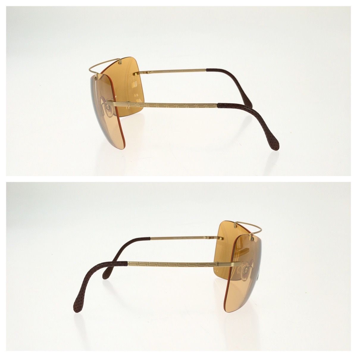 Versace Shield Orange Gold Metal Acetate Sunglasses Eyewear — view 4