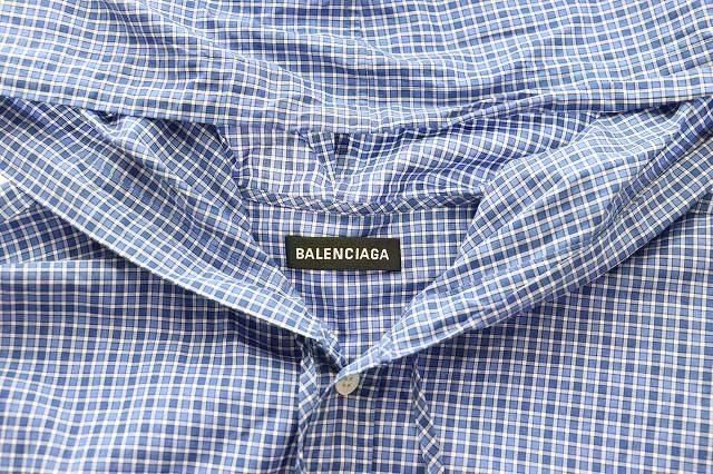 Balenciaga Hooded Shirt Check Blue Hoodie — view 3