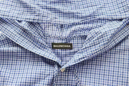 Balenciaga Hooded Shirt Check Blue Hoodie — view 3