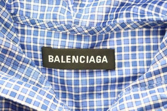 Balenciaga Hooded Shirt Check Blue Hoodie — view 4
