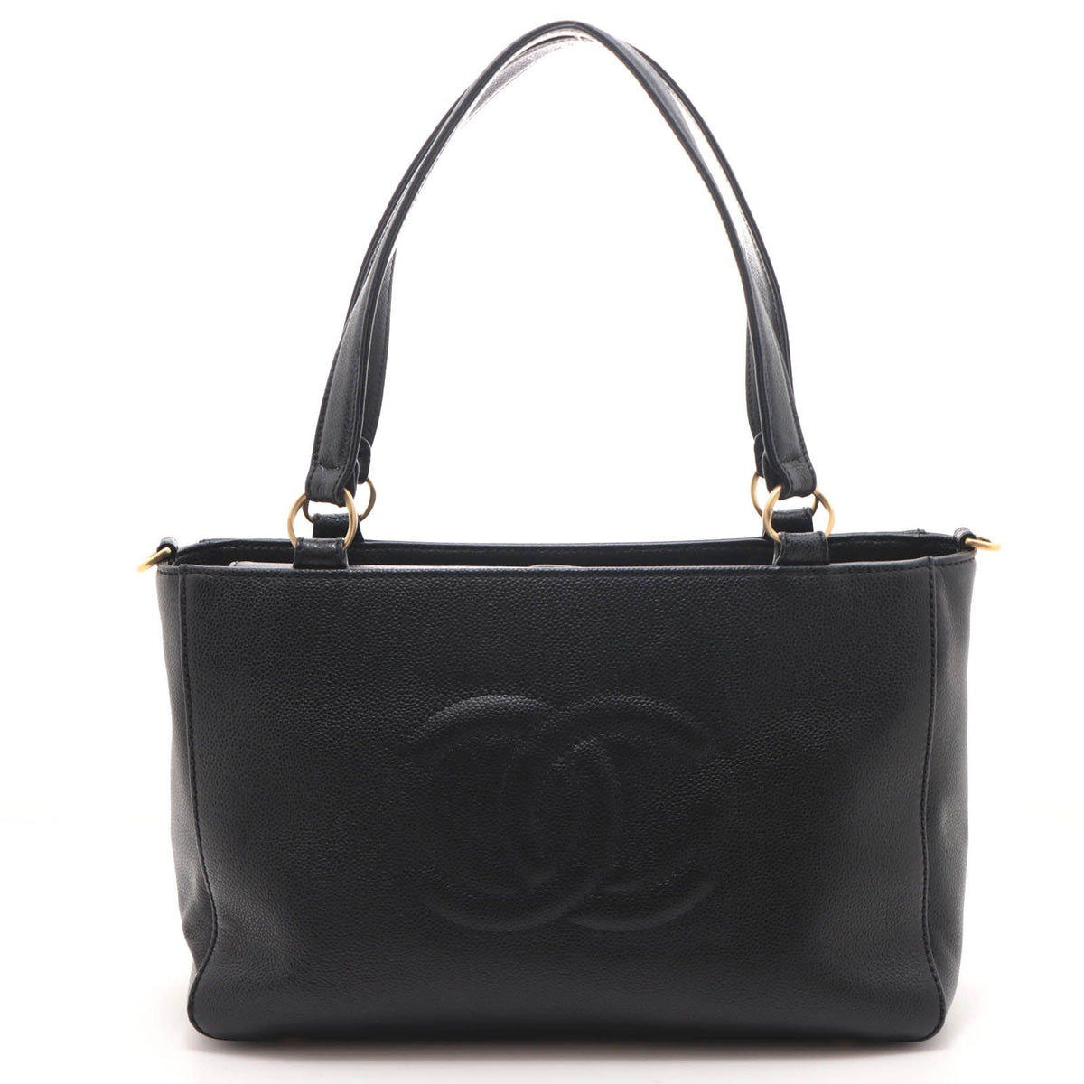 Chanel CC Logo 2-Way Black Caviar Shoulder Bag