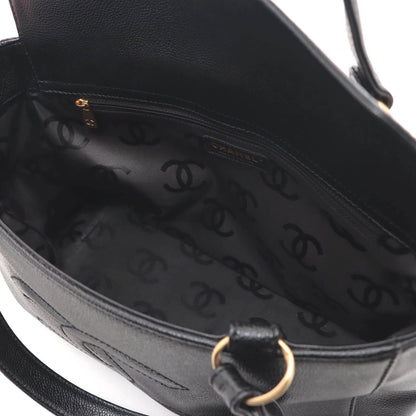 Chanel CC Logo 2-Way Black Caviar Shoulder Bag — view 8
