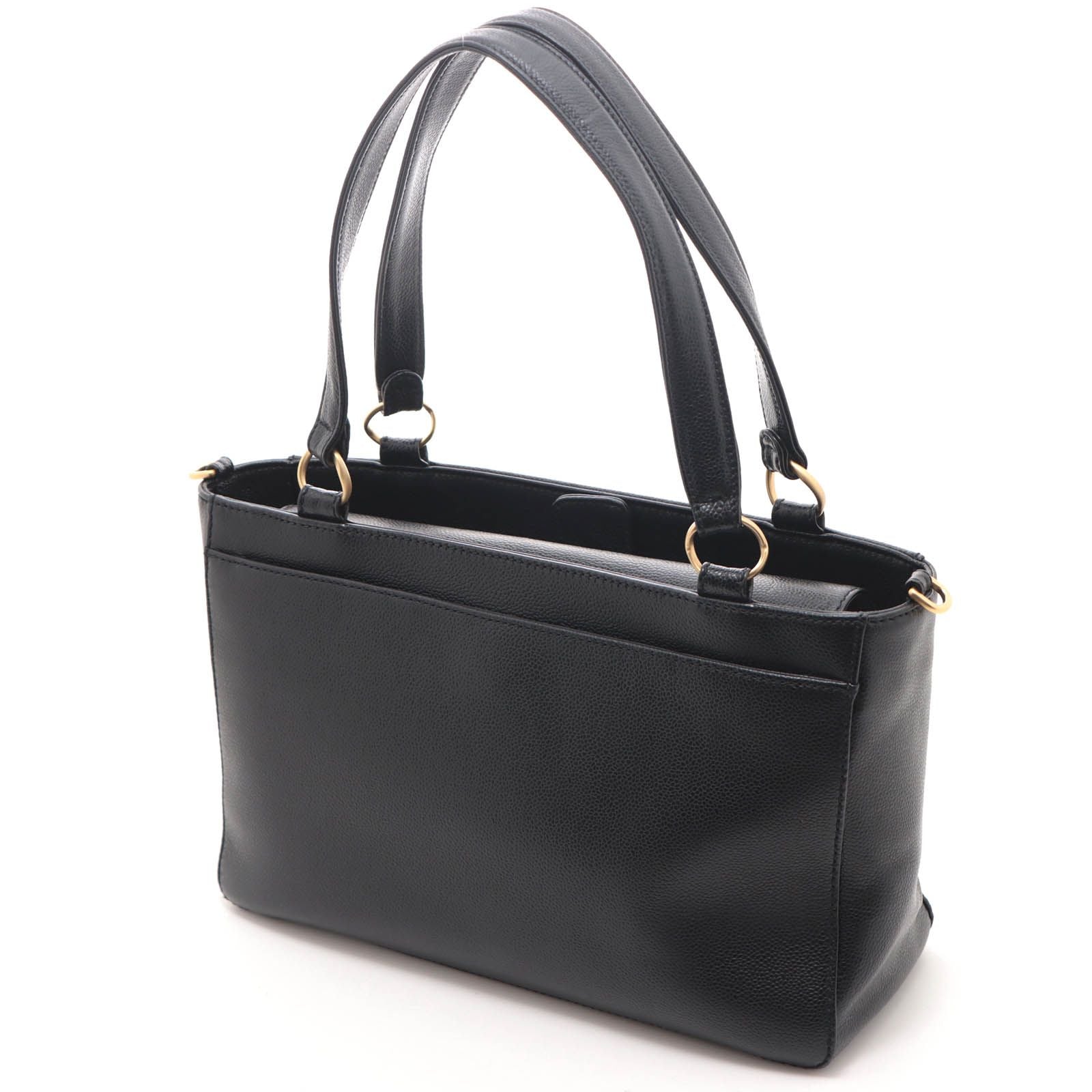 Chanel CC Logo 2-Way Black Caviar Shoulder Bag — view 2
