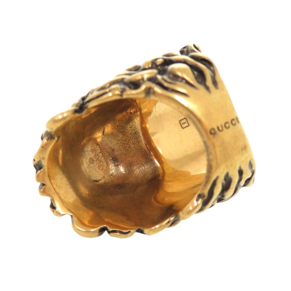Gucci Lion Head Metal Stone Gold Ring — view 5