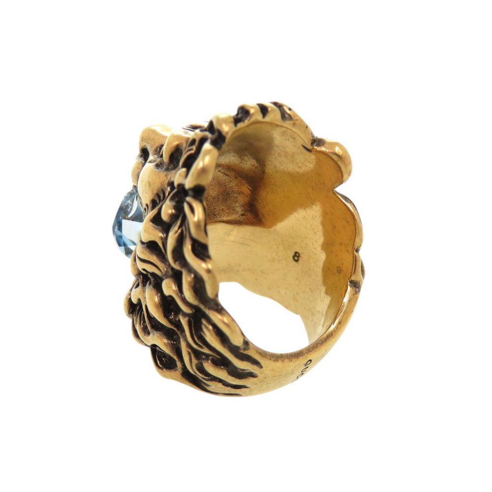 Gucci Lion Head Metal Stone Gold Ring — view 7