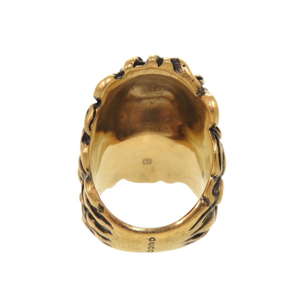 Gucci Lion Head Metal Stone Gold Ring — view 3