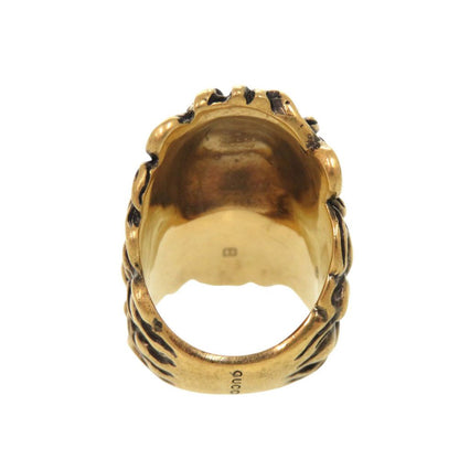 Gucci Lion Head Metal Stone Gold Ring — view 3