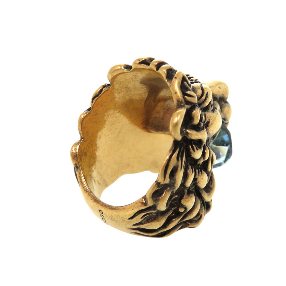 Gucci Lion Head Metal Stone Gold Ring — view 8