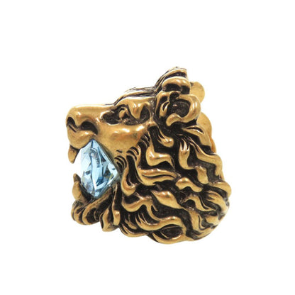 Gucci Lion Head Metal Stone Gold Ring — view 2