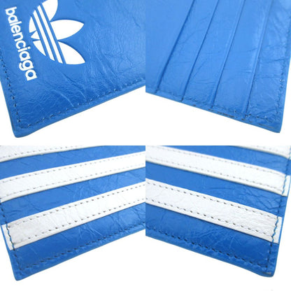 Balenciaga Adidas Collaboration Leather Blue Card Case Coin Purse Fragment — view 6