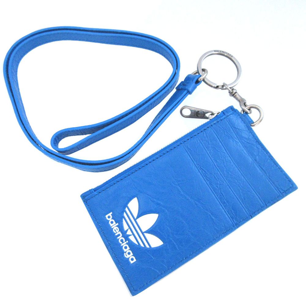 Balenciaga Adidas Collaboration Leather Blue Card Case Coin Purse Fragment