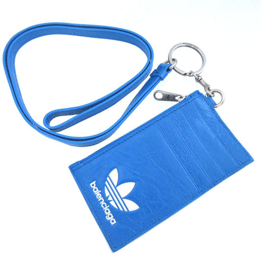Balenciaga Adidas Collaboration Leather Blue Card Case Coin Purse Fragment
