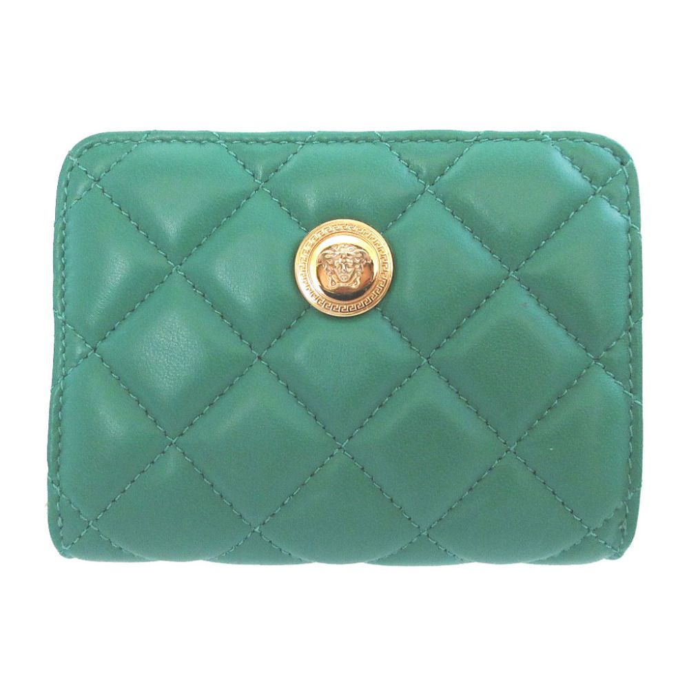 Versace Medusa Quilted Leather Green Bifold Wallet