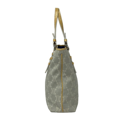 Celine Tote Paris Macadam Light Gray White Dark Yellow Leather — view 4