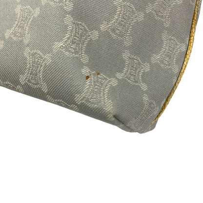 Celine Tote Paris Macadam Light Gray White Dark Yellow Leather — view 6