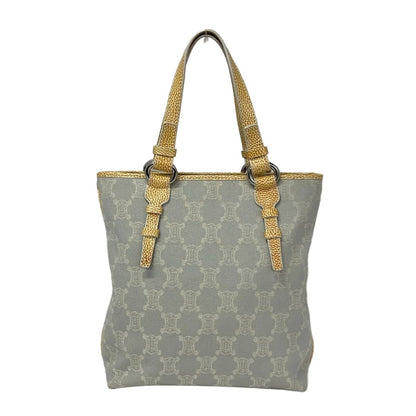 Celine Tote Paris Macadam Light Gray White Dark Yellow Leather